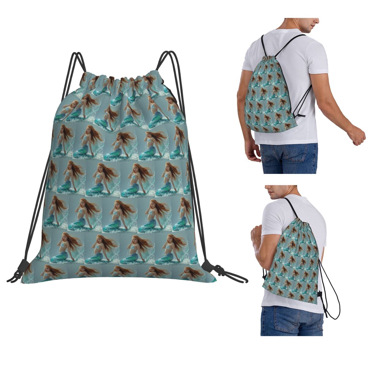 Women'S Bags Very - กระเป๋าเป้สะพายหลังลายเงือกแสนสวย The Gardenpets กระเป๋าอเนกประสงค์แบบมีเชือกรูด กระเป๋ากีฬา กระเป๋าใส่หนังสือ