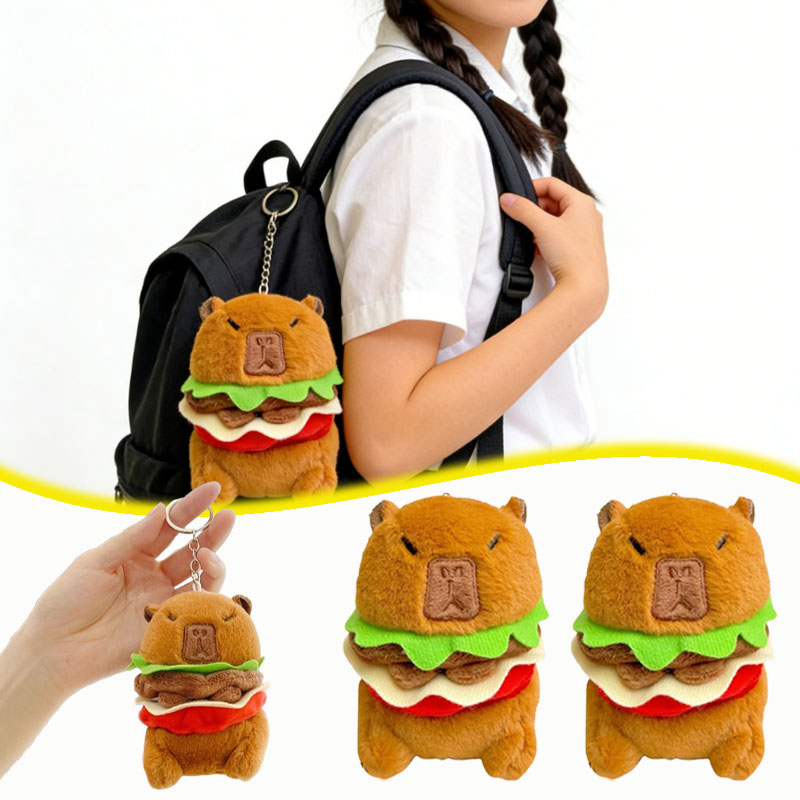 Women'S Young Bags - พวงกุญแจตุ๊กตาคาปิบาร่าน่ารัก รูปทรงแฮมเบอร์เกอร์ ของเล่นตุ๊กตาสัตว์ ใช้เป็นพวงกุญแจกระเป๋า ของตกแต่งกระเป๋าถือ กระเป๋าสตางค์