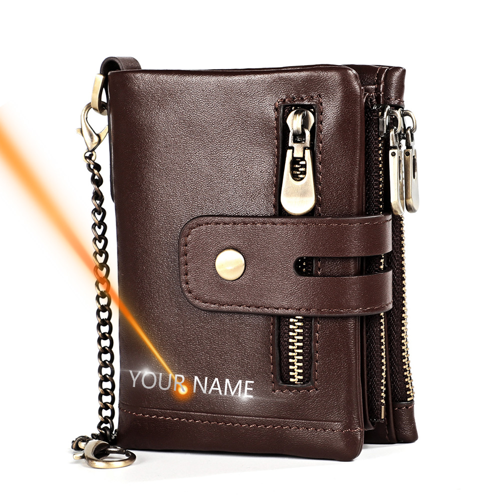 Women'S Young Bags - สั้นแฟชั่นชายหนุ่มกระเป๋าสตางค์ผู้หญิง 2020 ชื่อแกะสลักหนังวัวแท้กระเป๋าสตางค์UnisexเหรียญID Cardกระเป๋าซิปกระเป๋าสําหรับชาย