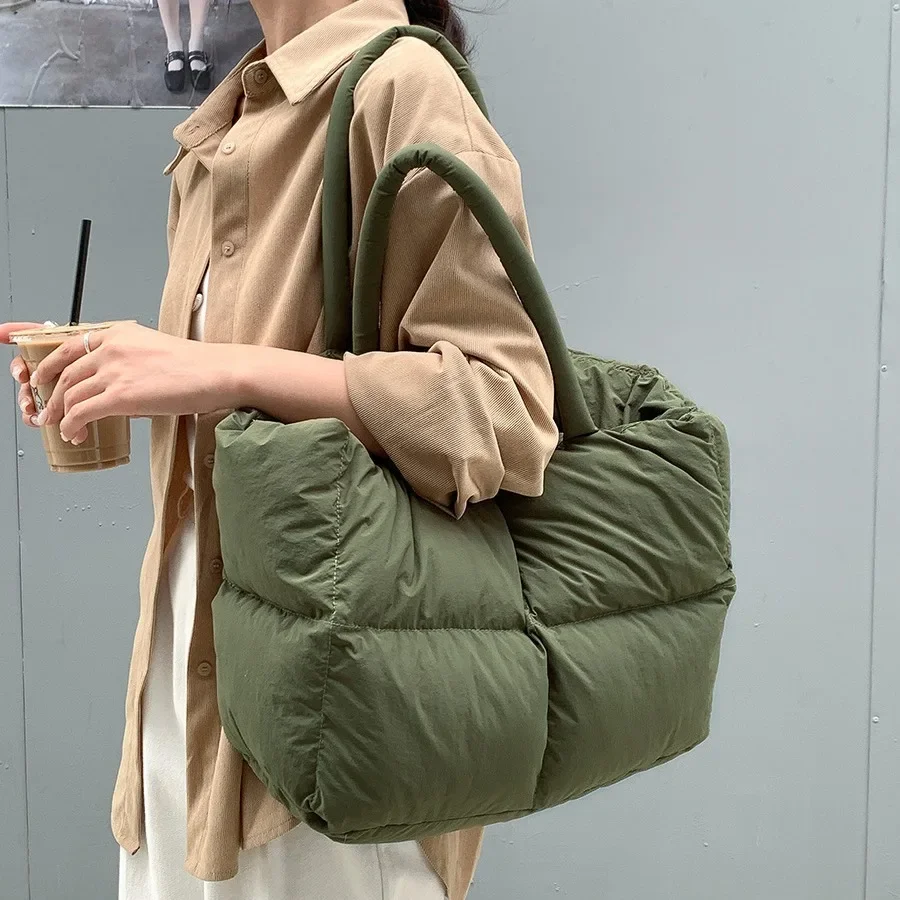 Women Bags Low Price - กระเป๋าบุนวมคอตตอนขนาดใหญ่สำหรับผู้หญิง, กระเป๋าสะพายไหล่สำหรับผู้หญิงบุนวมกระเป๋าถือลงไปในพื้นที่หรูหรากระเป๋าดีไซน์สวยสำหรับนักช้อปแสนอบอุ่น