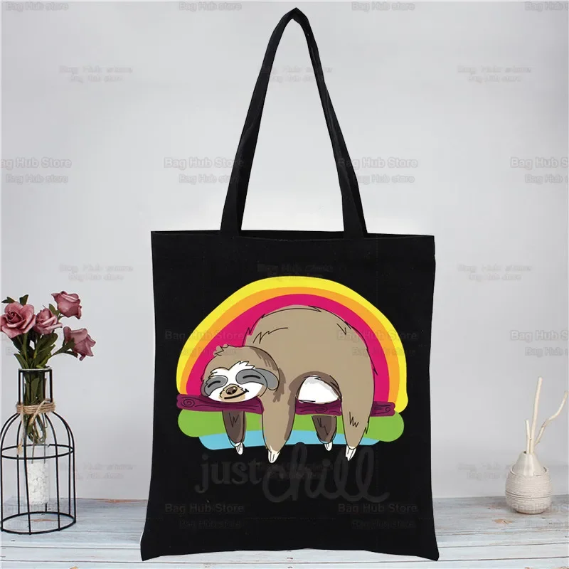 Women'S Bags Very - กระเป๋าช้อปปิ้งลายสลอธสุดน่ารัก ขออภัย ฉันยุ่งมาก กระเป๋าโท้ทสำหรับผู้หญิง กระเป๋าสะพายไหล่ฮาราจูกุ ความจุเยอะ