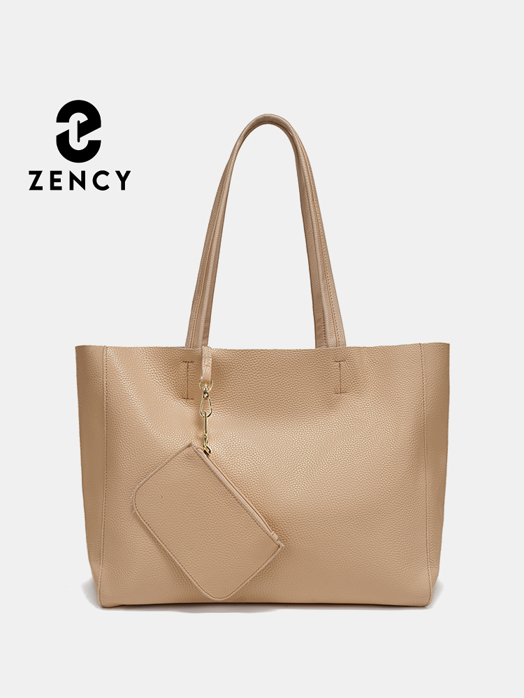 Women Bags Work - เซนซี่กระเป๋าหนังแท้ขนาดใหญ่แฟชั่นเรียบง่ายสีกากีกระเป๋าใต้วงแขนซิปสำหรับ A4 กระเป๋าทำงานช้อปปิ้งท่องเที่ยวสำหรับแล็ปท็อปขนาด 14 นิ้ว