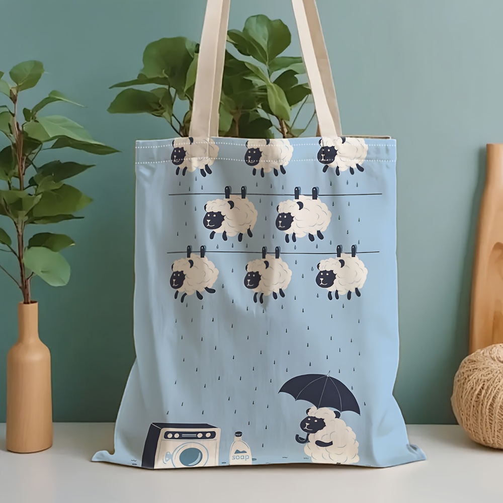Women'S Bags Very - กระเป๋าโท้ทลายแกะวันฝนตก กระเป๋าผ้าแคนวาสความจุขนาดใหญ่ กระเป๋าเก็บเครื่องเขียน ของขวัญ เหมาะมากสำหรับไปโรงเรียน ออกไปเที่ยว
