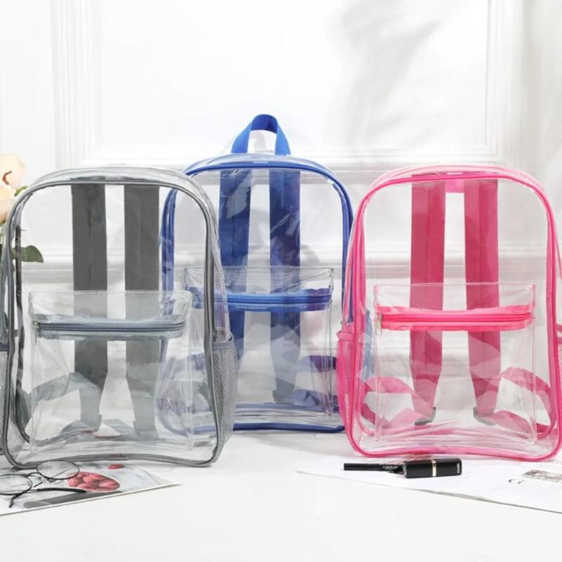 Women Bags Waterproof - กระเป๋าเป้สะพายหลัง PVC โปร่งใส กระเป๋าเป้สะพายหลังสำหรับเล่นกีฬากลางแจ้ง ความจุขนาดใหญ่ กระเป๋าเดินทางกันน้ำสำหรับโรงเรียนและยิม