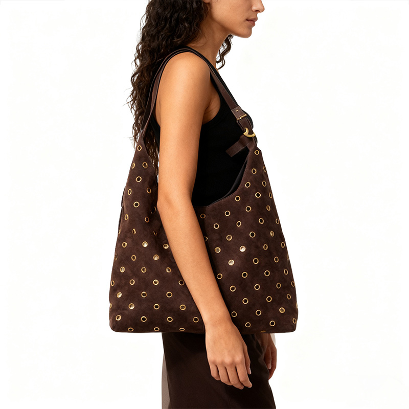 กระเป๋าโท้ทหนังกลับประดับหมุดโ - Women Bags With Wallet บทวิจารณ์และราคา