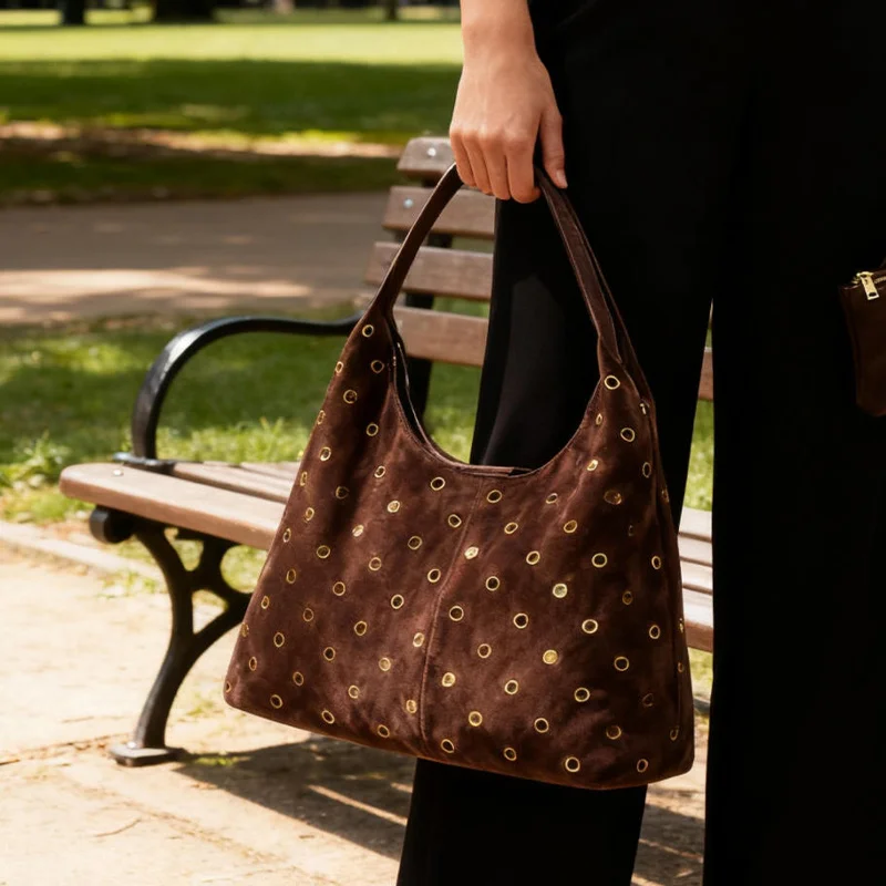 กระเป๋าโท้ทหนังกลับประดับหมุดโ - Women Bags With Wallet บทวิจารณ์และราคา